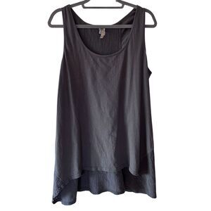 XCVI 100% Cotton Drapey Charcoal Tank Size XL